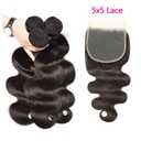 18 20 22 Inch Body Wave Bundles with Closure (16 Inch 5x5 HD Lace Closure) Human Hair Brazilian 3 Bundles with Closure Unprocessed Virgin Human Hair Free Part