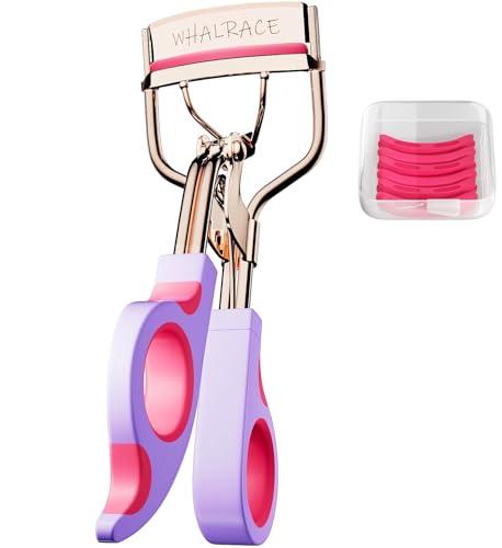 Eye Lash Curler with 6 Replacement Pads, Whalrace Eyelash Curlers Superior Curling Effect, Beautiful and Easy to Identify, Valentine's Day Gift for Her, Beauty Enthusiasts -Rose Gold Purple Red