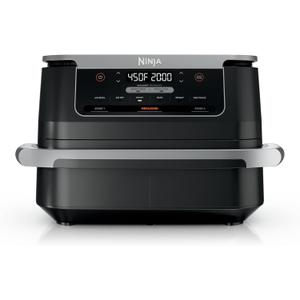 Ninja Foodi 6-in-1 FlexBasket Air Fryer with 7-QT MegaZone & Basket Divider for Large Proteins & Full Meals, Smart Finish Cook 2 Foods 2 Ways, Family Sized Capacity, Air Fry, Roast & More, Black DZ071