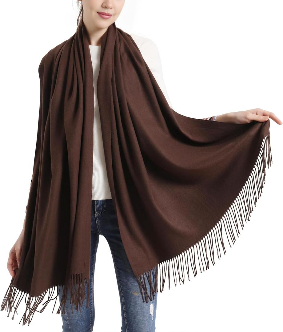 Pashmina Scarf and Shawl - Soft Women Pashminas Wrap for Wedding Evening Party Dresses, Coffee