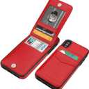 KIHUWEY Compatible with iPhone X/Xs Case Wallet with Credit Card Holder, Premium Leather Magnetic Clasp Kickstand Heavy Duty Protective Cover for iPhone Xs/X 5.8 Inch(Red)