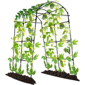 Lalahoni Garden Arch Trellis for Climbing Plants Outdoor, 7 ft Tall Walkway Metal Archway Arbor Tunnel Large for Vegetables Plant Cucumber Trellis for Garden Raised Bed, Black