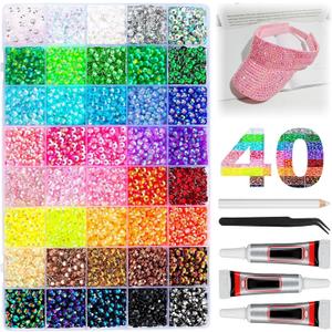 Colorful DIY Resin Rhinestone Kit for Bedazzling,Resin Jelly Rhinestones for Bedazzling,Multicolor 3mm Flatback Gems for Diamond Art, Bedazzler Kit with 3Pcs Jewelry Glue for Nail Art (32000)