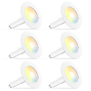 Amico 5/6 inch 5CCT LED Recessed Lighting 6 Pack, 12W=100W, 950LM Adjustable Can Lights, 2700K/3000K/4000K/5000K/6000K Selectable, Dimmable, IC & Damp Rated, Retrofit Installation  ETL & FCC