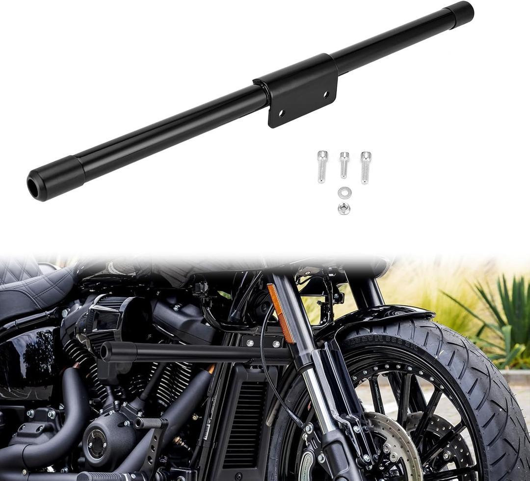 Wsays Engine Guard Front Flat-Out Highway Crash Bar Compatible with Harley Softail Fat Boy FLFB/S Heritage FLHC/S Street Bob FXBB Breakout Low Rider S FXLRS 2018-2025 (Gloss Black)