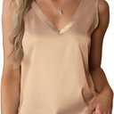 Mawor Satin Tank Tops for Women Casual V Neck Silk Basic Cami Camisoles (X-Small, Khaki)