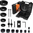 KENDO Hole Saw Set,23Pcs Hole Saw Kit with 3/4" to 6" (19-152mm) Saw Blades,Forstner Bit Set,Mandrels,Drill Bits,Installation Plate,Hex Key for Soft Wood,Plastic,PVC Board,Drywall with Storage Case