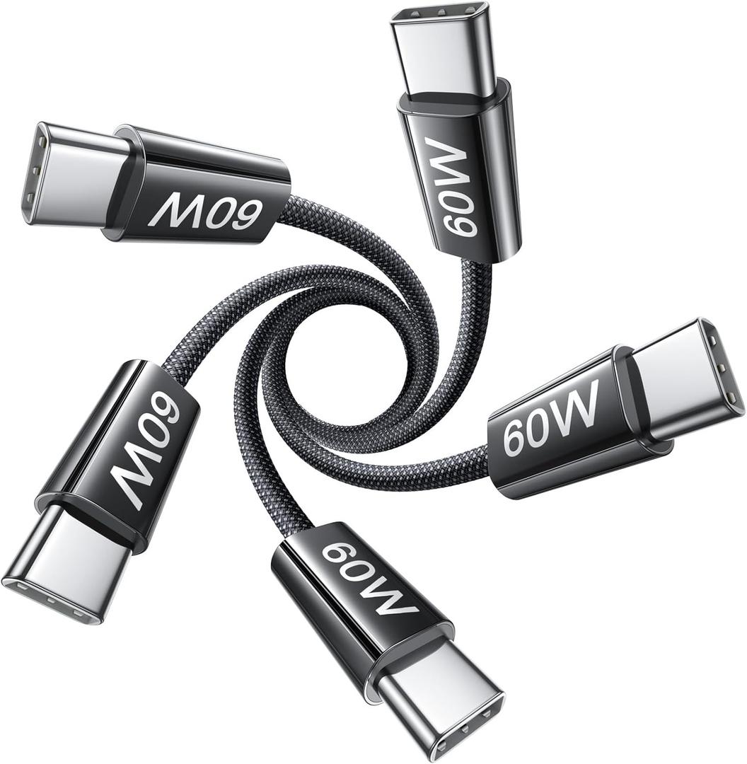 LISEN USB C Cable, 5-Pack [3.3FT] USBC to USBC Cable for iPhone 16e 15 Pro Max Charger Cord, 60W (3.1A) C to C Cable Fast Charging for Samsung S25/S24/23, Switch 2, iPad, MacBook,Black