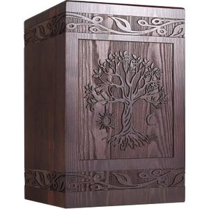 Cremation Urns for Human Ashes Adult Male Female, Wooden Tree of Life Urns Box and Casket for Men Women Child, Pets Cat Dog Urn, Burial Funeral Memorial Urns for ashes, Holds 222 Cubic Inch
