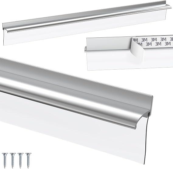25" Chrome Framed Shower Door Replacement Drip Rail with Shower Door Bottom Sweep and 3 Applied Mounting Tape (25Inch)