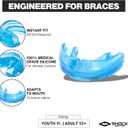 Shock Doctor Mouth Guard for Braces, Upper Teeth Protection, Instant Fit, Adult & Youth Sizes