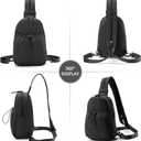 Convertible Backpack Crossbody Small Sling Bag for Women Crossbody Shoulder Chest Daypack with Zipper Strap for Hiking, Black