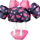 Vvinca Toddler Swim Vest for Kids 13-30lbs Boys Girls Puddle Kids Jumper Toddlers Pool Floaties Jacket with Adjustable Crotch Strap Sleeves Shoulder for 1 2 3 Years Old Baby Infant Learn to Swimming