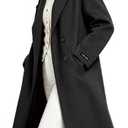 2025 Women'S Double Sided Wool Blended Pea Coat - Notch Lapel Double Breasted Overcoat Long Trench Lady Jacket Spring/ Autumn/ Winter Womens Dress Coat (US, Alpha, Medium, Regular, Regular, Black)
