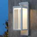 Lustrlach Dusk to Dawn LED Outdoor Wall Light Fixture White Exterior Porch Light with Photocell and Glass IP54 Waterproof Modern Wall Sconce for House Garage Outside Entryway Garden,3000K,15IN,750LM