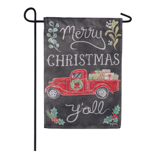 Evergreen Merry Christmas Y'all Red Truck Garden Flag, 4ct