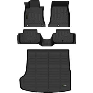 HAFIDI Floor Mats & Cargo Liner Set Fit for 2019-2026 Genesis G70 RWD All Weather Protection TPE Anti-Slip Automotive Full Set Floor Liners Custom Accessories - Black