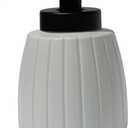 Luxflowing Ribbed Glass Hand Soap Dispenser, White and Black, 13.5oz | Wide Pump, Matte Fluted, Refillable, For Bathroom and Kitchen