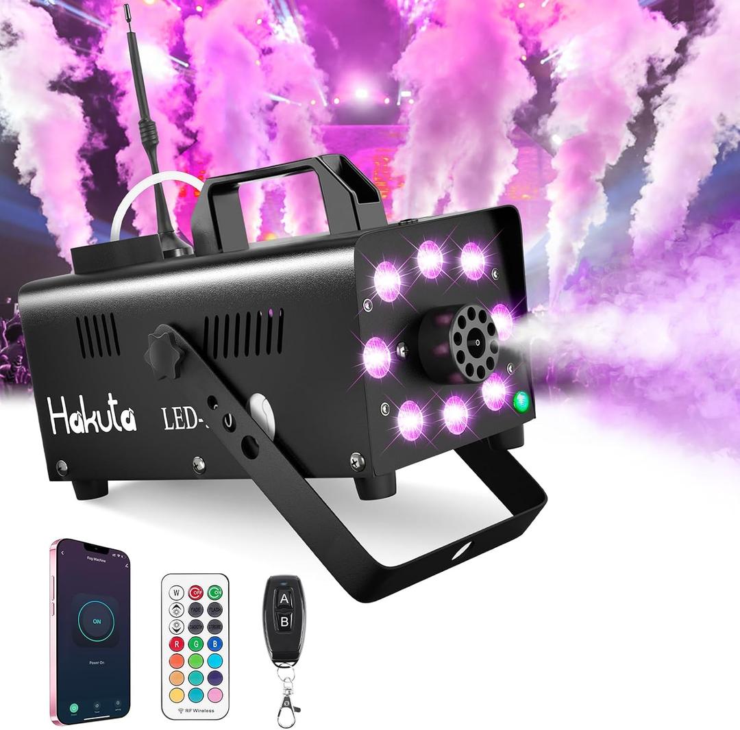 Hakuta Smoke Machine, Wi-Fi Smart Fog Machine with 8 LED Lights and 13 Colorful LED Lights Effect, App Control LED Fog Machine 2300CFM for Halloween, DJ, Party, Stage