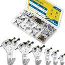Uniclife 152 Pcs Picture Hanging Kit, 10 lb, 20 lb, 30 lb, 50 lb, 75 lb, 100 lb Heavy Duty Picture Hangers for Drywall & Wood, Picture Hanging Hooks, Frame Hooks, Silver