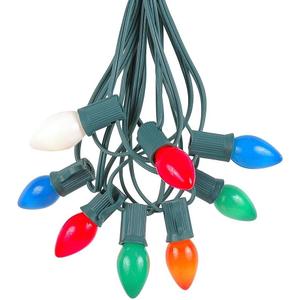Novelty Lights C7 Multi Ceramic Christmas Light Set - Indoor/Outdoor String Lights - Opaque Bulbs - Green Wire - 25 Foot