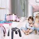 Soft Microphone Compatible with MP3 Music Player - Children's Educational Instrument Toy Set Rock Jazz Drum Set Percussion Instrument Music Enlightenment Education Toy (Pink)