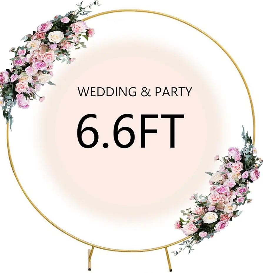 Linda's Memory 6.6 FT Round Backdrop Stand Fitting Balloon Arch Stand Frame Round Arch Stand for Parties Birthday Engagement Anniversary Bridal Shower Baby Shower Wedding Decor (Round 6.6 FT, Gold)