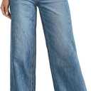 Cicy Bell Womens Wide Leg Jeans High Waisted Boyfriend Loose Baggy Denim Pants with Pockets (Blue)size 6