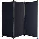 Room Divider 67" W x 65" H Black | 3-Panel Folding Privacy Screen | Portable Room Partition | Garden Separation Paravent | Water Repellent Indoor & Outdoor Freestanding Wall