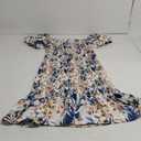PRETTYGARDEN Bodycon Midi Dresses 2025 Summer Floral Puff Sleeve Mermaid Cocktail Baby Shower Photoshoot Maternity Dress (XX-Large, Floral White Blue)