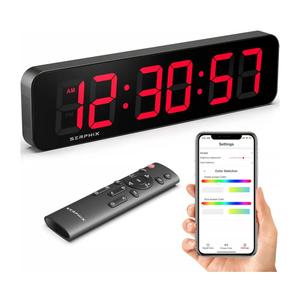 15.2" Large Digital Wall Clock with Seconds, App & Remote Control, Customizable RGB Colors, Alarms, Stopwatch, Countdown, Timer Clock for Home Gym Living Room Office Garage Decor