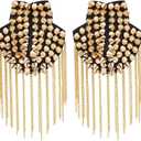 SUPERFINDINGS 2Pcs Golden Rivet Tassel Epaulets Detachable Punk Style Chain Tassel Epaulettes Fringe Shoulders Boards Badge with Iron Pin Metal Cloth Findings for Uniform Accessories 203x85mm