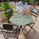 Vintage Garden Round Tablecloth  Fitted Circle Table Cover with Elastic Edge, Waterproof & Washable Polyester Table Cloth for 43" to 54" Indoor/Outdoor Tables