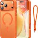 Stronger Magnetic & Shockproof for iPhone 17 Pro Case, Fit for MagSafe, Military-Grade Drop, with Screen Protector & Wrist Strap, Translucent Slim Phone case for iPhone 17 Pro Cover, Cosmic Orange
