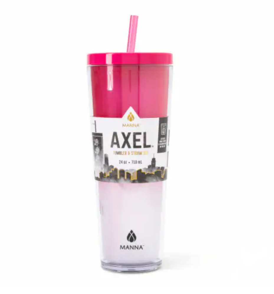 Manna™ Axel™ Plastic Tumbler & Straw Set - Pink