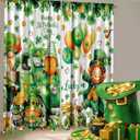 2 Pcs St. Patrick's Day Curtains for Living Room Green Shamrock Truck Gnomes Curtains 52 x 84 Inches Irish Clover Happy St. Patrick's Day Window Drapes Bedroom Window Party Decor