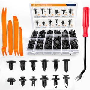 GOOACC 240PCS Bumper Retainer Clips Car Plastic Rivets Fasteners Push Retainer Kit 12 Popular Sizes Auto Push Pin Rivets Set -Door Trim Panel Fender Clips for GM Ford Toyota Honda Chrysler