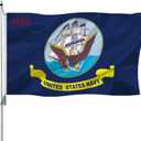 US Navy Flag Double Sided 4x6 Outdoor- Heavy Duty Naval Military USN Flags -United State Navy Flags Banner with 2 Brass Grommets