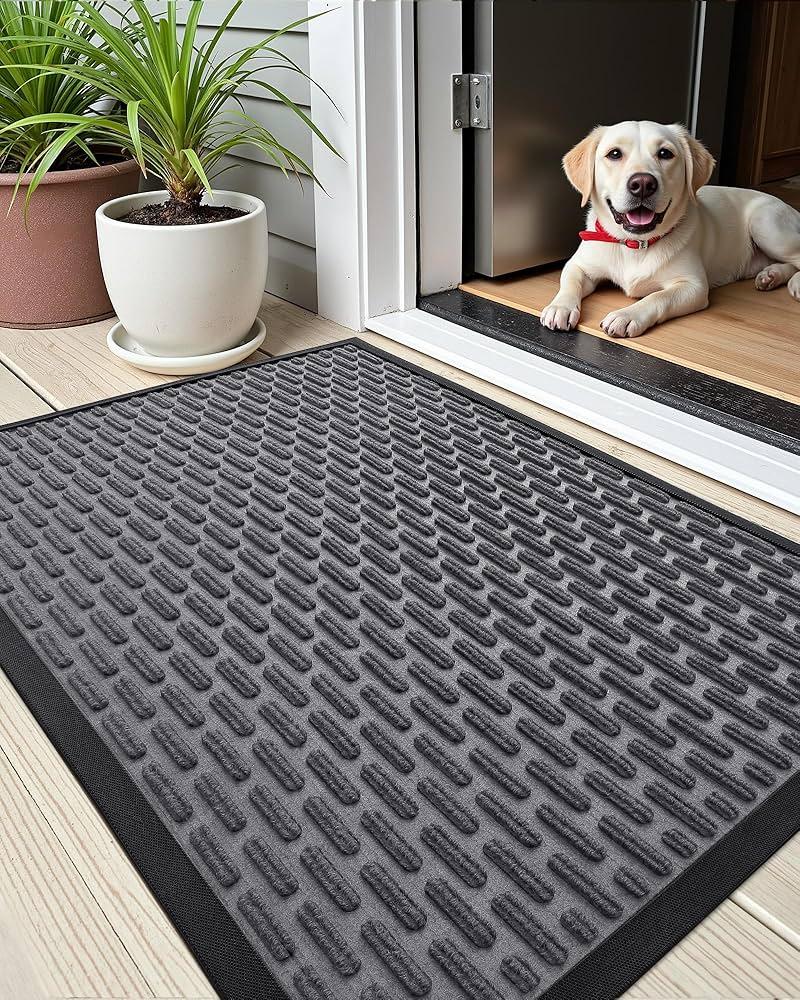 Color&Geometry Outdoor Mat for Front Door Home Entrance Outside Entry Patio Waterproof Heavy Duty Doormat Outdoor Floor Welcome Matt - 24"x36" Black