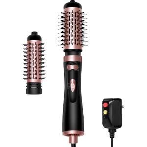 Rotating Hair Dryer Brush, 3-in-1 Round Hot Air Spin Brush Set with 2 Brushes (2" & 1.5"), Negative Ionic Blow Volumizer, 2 Detachable Auto-Rotating Curling Brush, Blow Dryer Brush