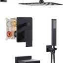 Black Shower System with Tub Spout, All Metal Tub Shower Faucet Set with 10" Rain Shower Head and Handheld Spray combo, Wall Mounted Tub Shower Systems with Valve and Trim Kit, Matte Black