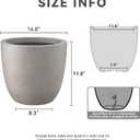 Kante 14 Inch Dia Round Concrete Planter, Indoor Outdoor Large Plant Pot with Drainage Hole and Rubber Plug for Home Patio Garden, Weathered Concrete