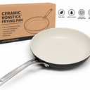 Caraway Nonstick Ceramic Frying Pan (2.7 qt, 10.5") - Non Toxic, PTFE & PFOA Free - Oven Safe & Compatible with All Stovetops (Gas, Electric & Induction) - Cream