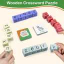 Word Spelling Games, Matching Letter Game for Kids, 20 Wooden Alphabet Blocks with 54 Flashcards, Preschool Learning Activities Toys, Montessori Educational Toys Gifts for Kids Ages 3-8