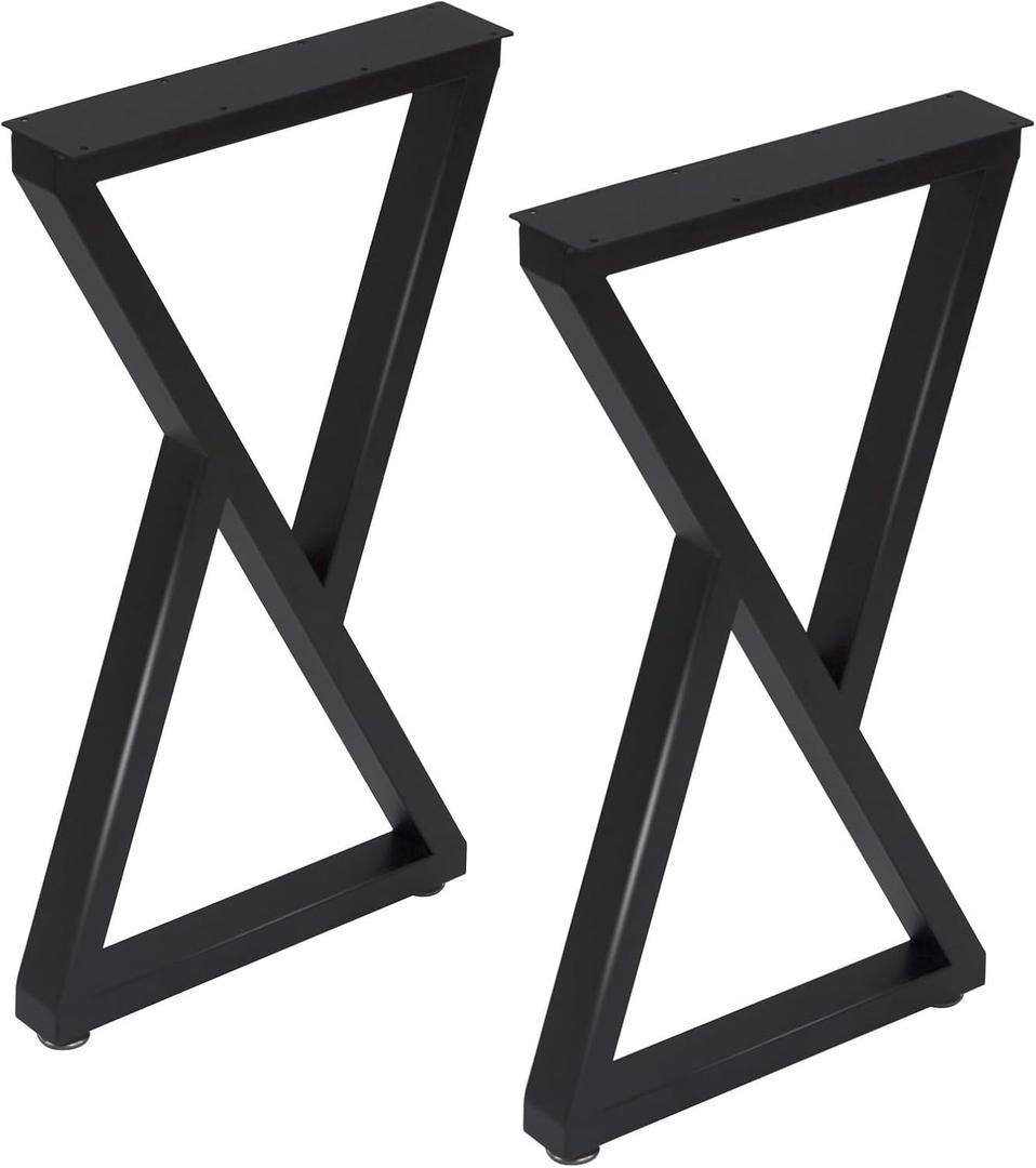 Taelakeni 28 Inch Metal Desk Table Legs, Heavy Duty Industrial Style Dinning Table Leg with Adjustment Feet Pads, Double Triangle