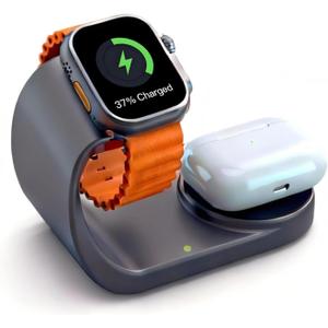 For Apple Watch Charger,Magnetic Fast Charging Dock Compatible with iWatch Series 11/Ultra/SE/10/9/8/7/6/5,for Apple Watch Airpod Charger Stand Holder,Watch Charging Station Cable(Gray)