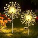 Dream Master Solar Garden Lights, 2Pack 120 LEDs Solar Lights Outdoor Waterproof, 8 Modes Fireworks Light, Valentines Day Decorations for Yard, Pathway, Walkway, Pool, Warm White