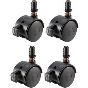 uxcell 1.5 Inch Swivel Caster Wheels Grip Neck Stem Caster Black Furniture Wheel with Brake and Mounting Socket, 4pcs