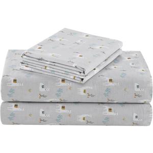Comfort Spaces 100% Cotton Sheet Set Breathable, Lightweight, Soft with 14" Elastic Pocket Fits up to 16" Mattress, All Season Cozy Bedding, Matching Pillow Case, King Lama Multi 4 Piece