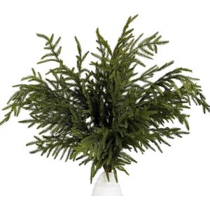 Norfolk Pine Stems 35.8" / 91cm, 6 Pcs Christmas Pine Branches, Real Touch Greenery for DIY Flower Arrangement, Home Indoor Christmas Decor